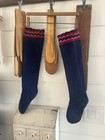 Circa 1920's  Pennsylvania  Amish Wool Long Stockings Purple Red Pink Decoration — photo 3