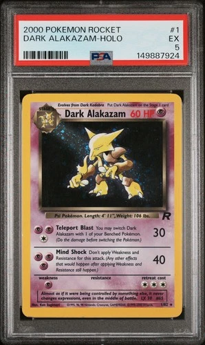 2000 POKEMON ROCKET #1 DARK ALAKAZAM-HOLO PSA 5