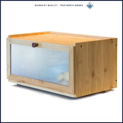 Rectangular Bamboo Bread Storage Container for Fresh Bread and Baked Goods