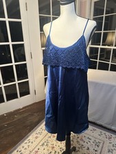 Vintage Navy Blue Nightgown 90s Intimates Romantic Plus Sz 2XL Negligee