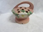 1940 Vintage Roseville White Rose Pink  Art Pottery  Flower Frog, MINT!
