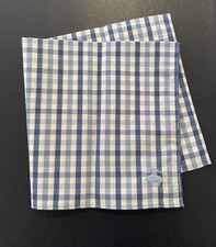 Brooks Brothers Blue  White Tattersall Plaid Pocket Square - MSRP 75