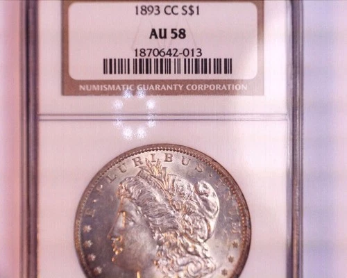 SCARCE 1893-CC NGC AU58 Key Date Morgan Silver Dollar, Carson City Coin, Nice!!