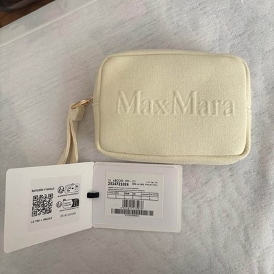 New Tag White Max Mara Cosmetic Bag With Black Pouch