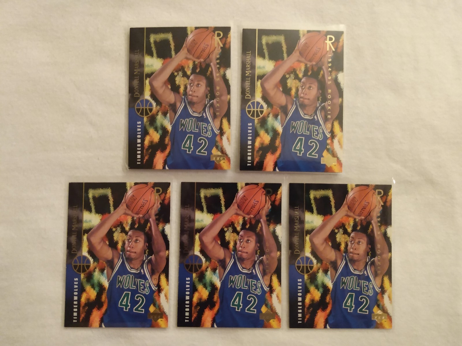 (5 CARDS) 1994-95 UPPER DECK # 163 DONYELL MARSHALL ROOKIE CARDS