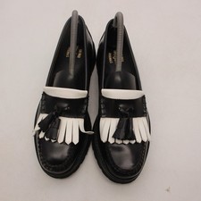 G.H. BASS Weejuns Esther Kiltie Lug Women's Size 8 M Black White Loafers
