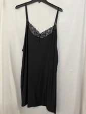 Joyspun Women's Black Gown Nightshirt knit Chemise with Lace U pick New