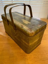 Vintage Tin Two Handle Lunch Bread Box Rustic