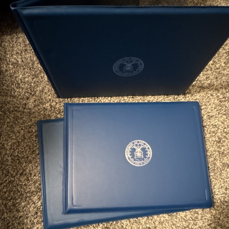 US Air Force Blue Padded Awards and Decoration Covers, Citation Holder, Lot of 3