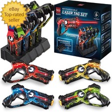 Set Of 4 Rechargeable Laser Tag Blasters No Vest Needed Docking Station Incl BCP