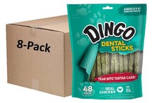Dingo Tartar and Breath Dental Sticks for All 48 Count Pack of 8 , Green