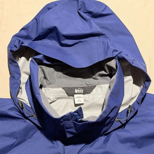 REI Co-Op Peak 2.5L Waterproof Rain Jacket Mens XL Blue Hooded Hiking Shell image 4