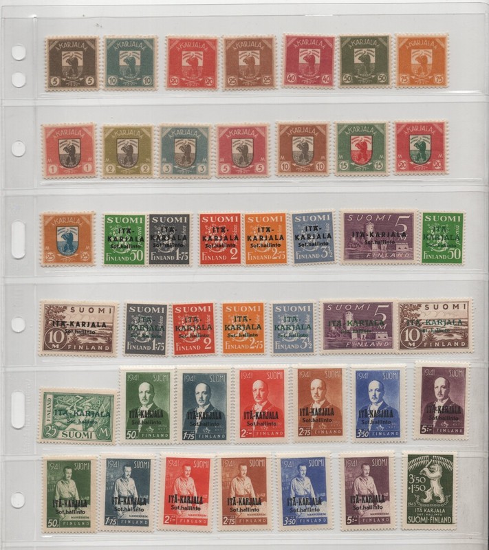 FINLAND KARELIA 1922-1943 SCOTT #1-15, N1-N27, NB1 THE 1922 ISSUES ARE MH