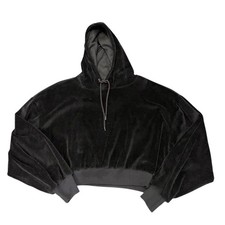 Vanilla Star Black Short Velvet Hoodie Size Junior's XL Loungewear Travel