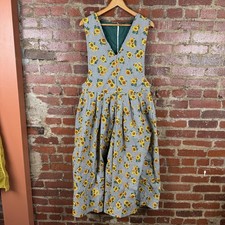 Vintage Sunflower Dress Womens Small Green Gi...