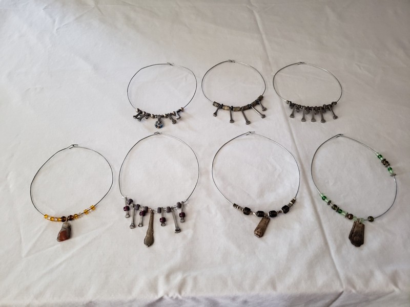 Vintage lot of 7 Handmade Wire Choker Necklace BOHO Steampunk