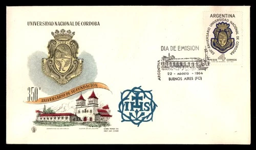 Mayfairstamps Argentina FDC 1964 Universidad Nacl Cordoba Crest First Day Cover