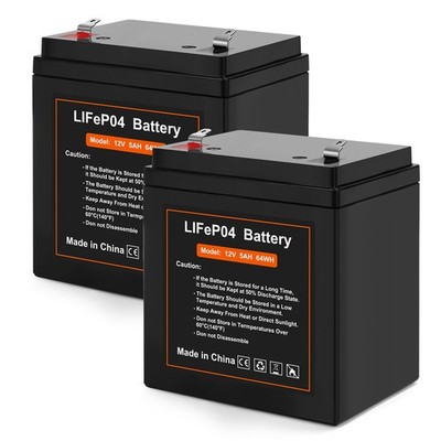 12V 5Ah LiFePO4 Rechargeable Backup Battery with BMS, 2000+ Cycles Garage Doo...
