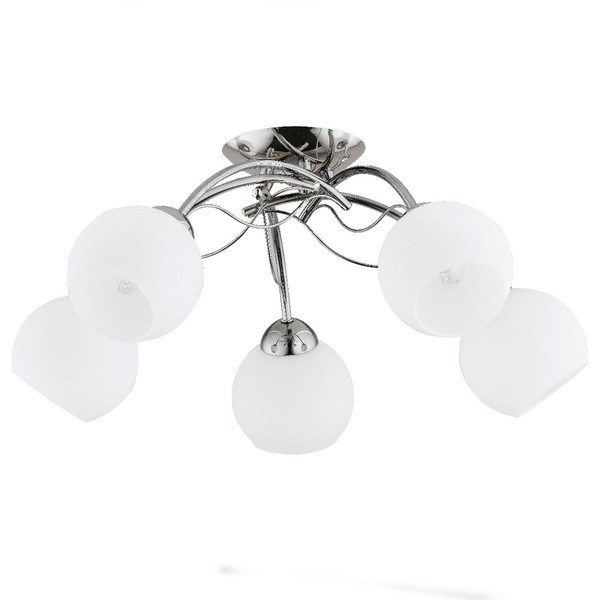 Deckenlampe 5-Flammig Glas Weiß Chrom E27 L:54 Cm Deckenleuchte Schlafzimmer-image