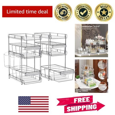 3-Tier Clear Bathroom Organizer Set - Multi-Purpose Pull-Out Storage Solution