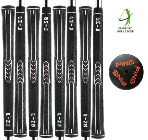 Ping ID-8 Golf Grips Black/Orange Cap .600" Ribbed Oversize +1/16" 45g-Pack of 8 - Picture 2 of 3