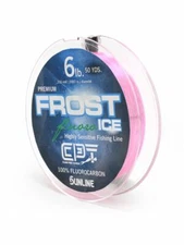 Clam FROST ICE Fluorocarbon Metered Ice Fishing Line Pink Clear 5 LB Test