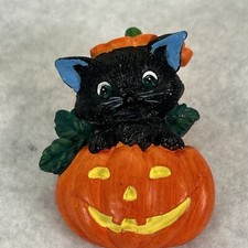 Black Cat Halloween Pin Brooch Jack O  Lantern Resin