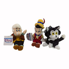 Disney Pinocchio Figaro Geppetto Lot 3 Beanie Bean Bag Plush all Tags Near Mint