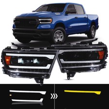 For 19 20 21 22 23 24 Dodge Ram 1500 VLAND LED Headlights Assembly w/Animation
