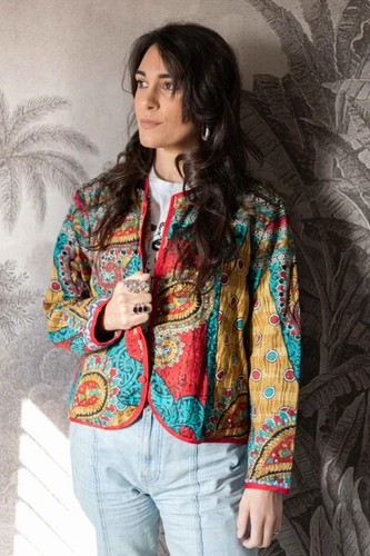 Lote de 5 piezas de algodón indio vintage hecho a mano para mujer ropa de invierno chaqueta abrigo kantha - Imagen 4 de 11