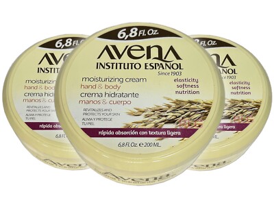 AVENA Instituto Español Moisturizing Oat Cream Hand Body Skin Lotion 6.8oz-3Pack