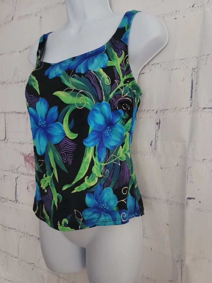 Купальник-танкини Longitude топ размер 8 разноцветный цветочный квадратный вырез полочный бюстгальтер - Изображение 2 из 4