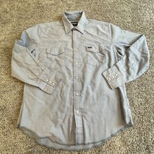 Wrangler Shirt Mens Extra Large Blue Pearl Snap Long Sleeve Western Men