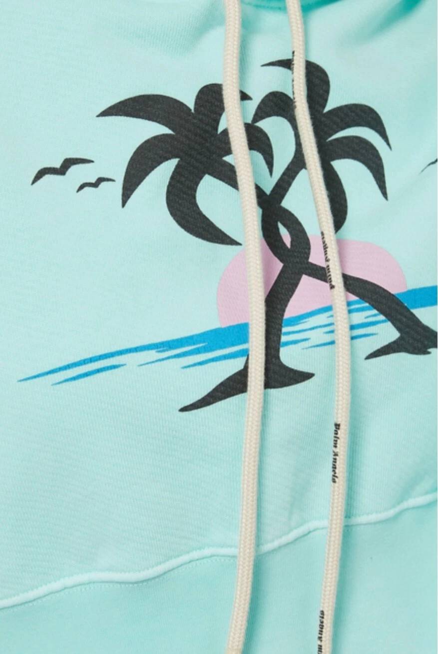 Felpa con cappuccio tagliata Palm Angels XS Seafoam nuova con etichette autentica £490 prezzo di ricambio