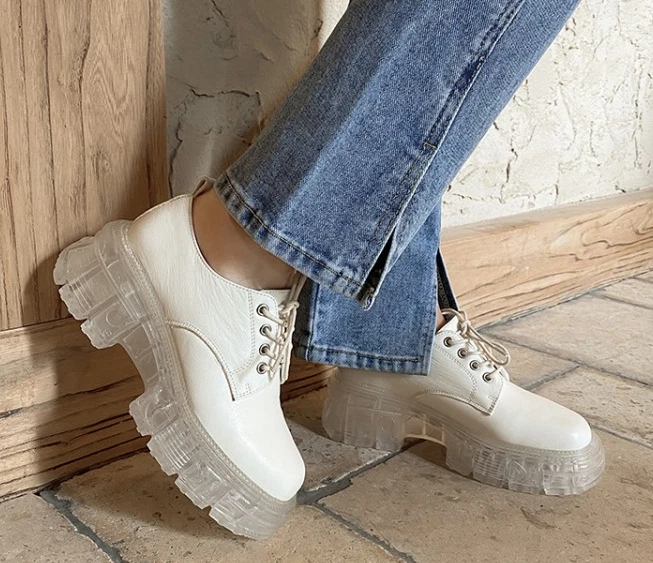 Transparent Sole Mary Janes Round Toe Platform Women s Height Increasing Shoes