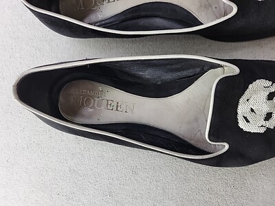 Alexander McQueen Womens 8 (38.5) Black Suede Slip On Flats Loafer