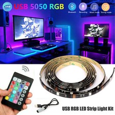 5050 RGB LED Strip Lights TV Back Light 5V USB Color Changing 24Key Remote Kit