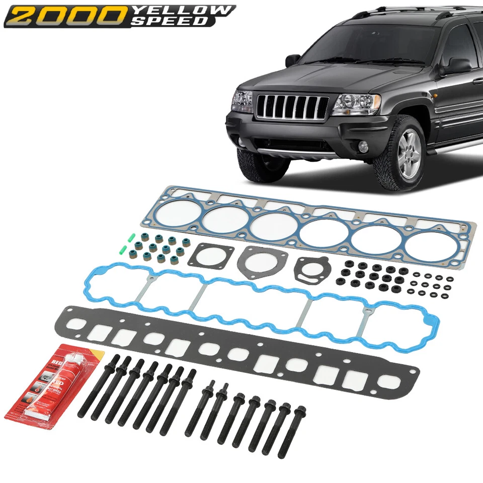 Head Gasket Head Bolts Set Fit For Jeep Grand Cherokee Wrangler TJ 4.0L 99-03 Foto 2 de 4