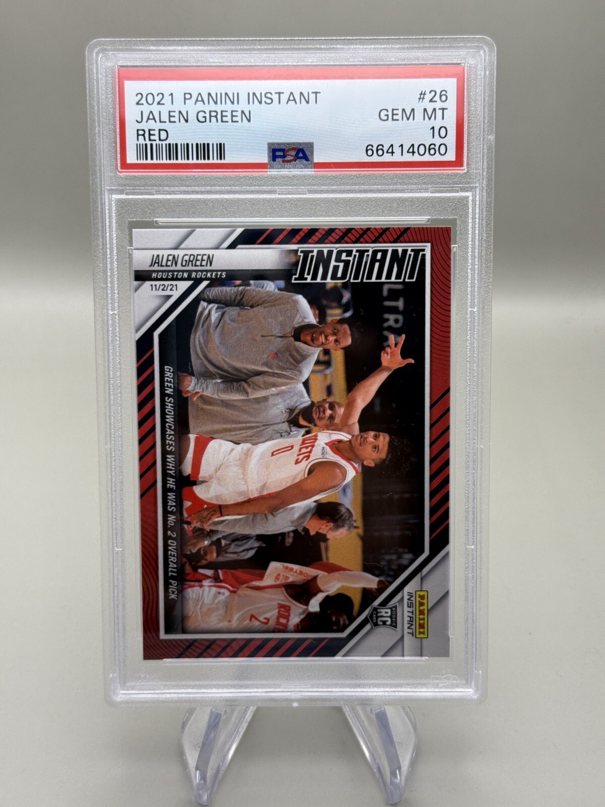 2021-22 Panini Instant Jalen Green Red Parallel RC /99 PSA 10 Gem Mint