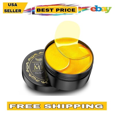 24K Gold Under Eye Patches, 60 Pcs, Dark Circles & Puffiness Treatment