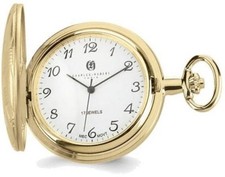 Charles Hubert Gold-Finish Brass Basketweave Pocket Watch XWA3362