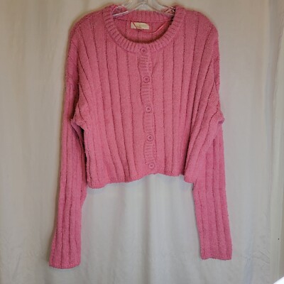 PacSun Hearts Pink Cropped Cardigan Size Small NWT