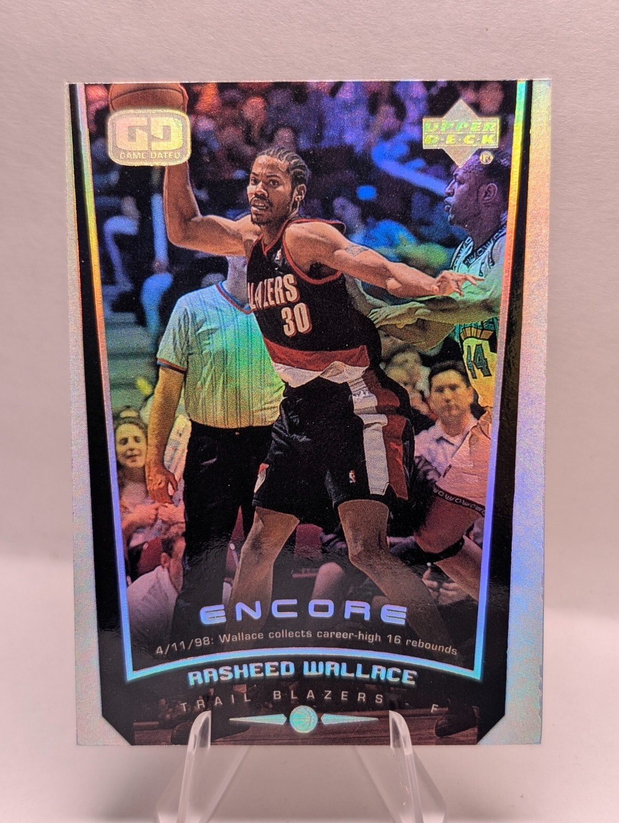 1998-99 Upper Deck Rasheed Wallace #67 Game Dated Encore Foil POR Trail Blazers