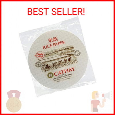 Cathay Fresh Spring Roll Rice Paper Wrappers 30 Sheets | Non-GMO, Gluten-Free, L