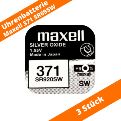 3 x Maxell 371 SR920SW SR69 AG6 605 280-31 RW315 SB-AN Uhren Batterie 1,55V