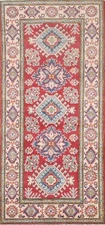 Geometric Red/ Ivory Super Kazak Oriental Area Rug 3'x6' Wool Handmade Carpet