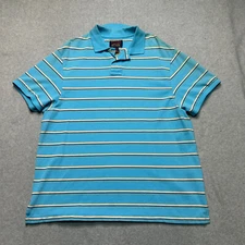 Daniel Cremieux Polo Shirt Mens XL Blue Striped Short Sleeve Casual