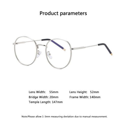 Round Metal Anti Blue Light Nearsighted Glasses Men Women Classic Glasses Hot - Picture 5 of 20