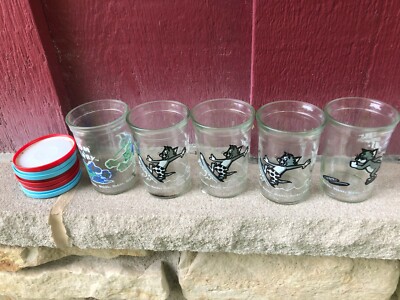 Set of 5 1980s TOM and JERRY Welchs Jelly Jar Drinking Glasses (s22) | eBay
