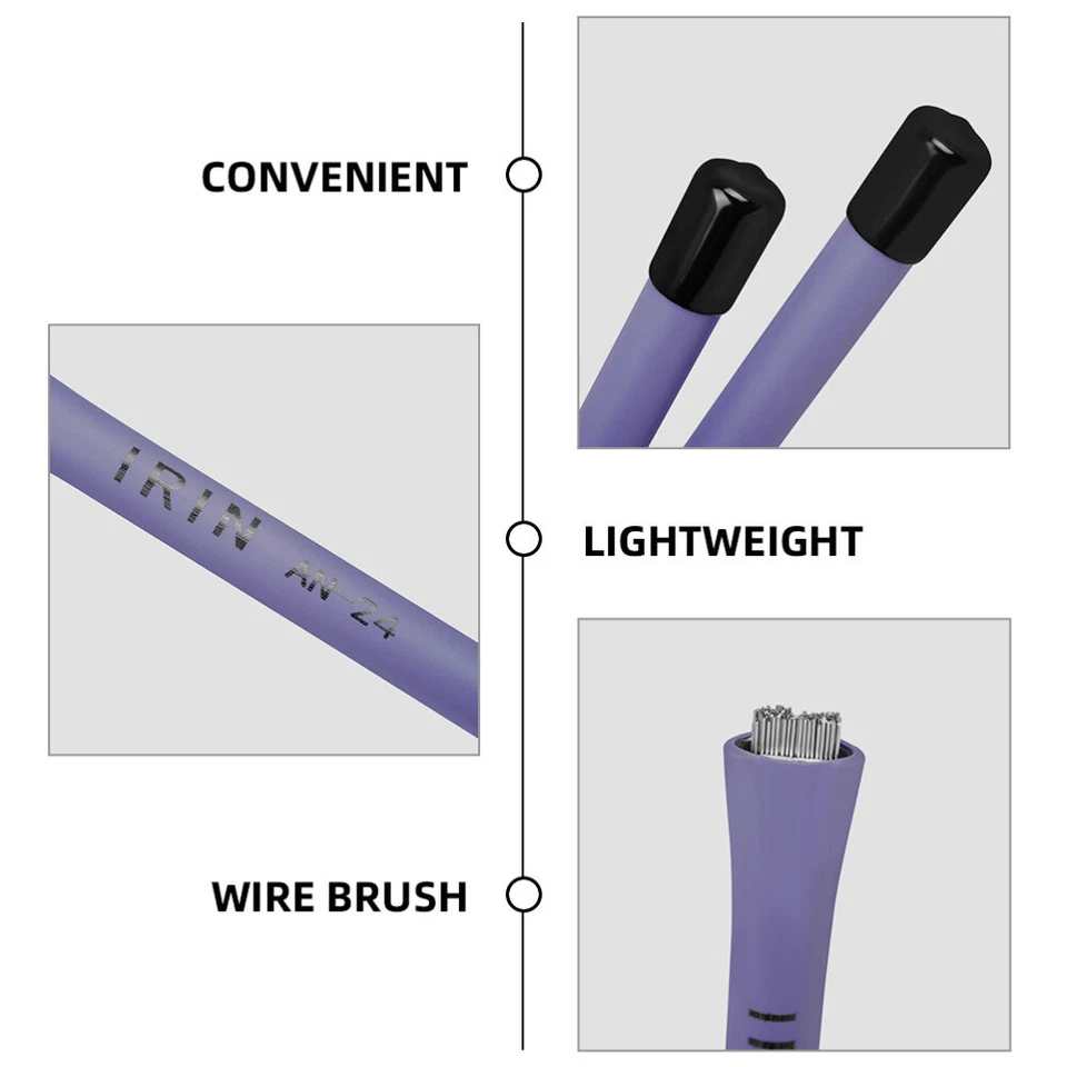 1 par de escova de arame de tambor varas de fio de aço bateria jazz acessórios limpos - Imagem 3 de 4